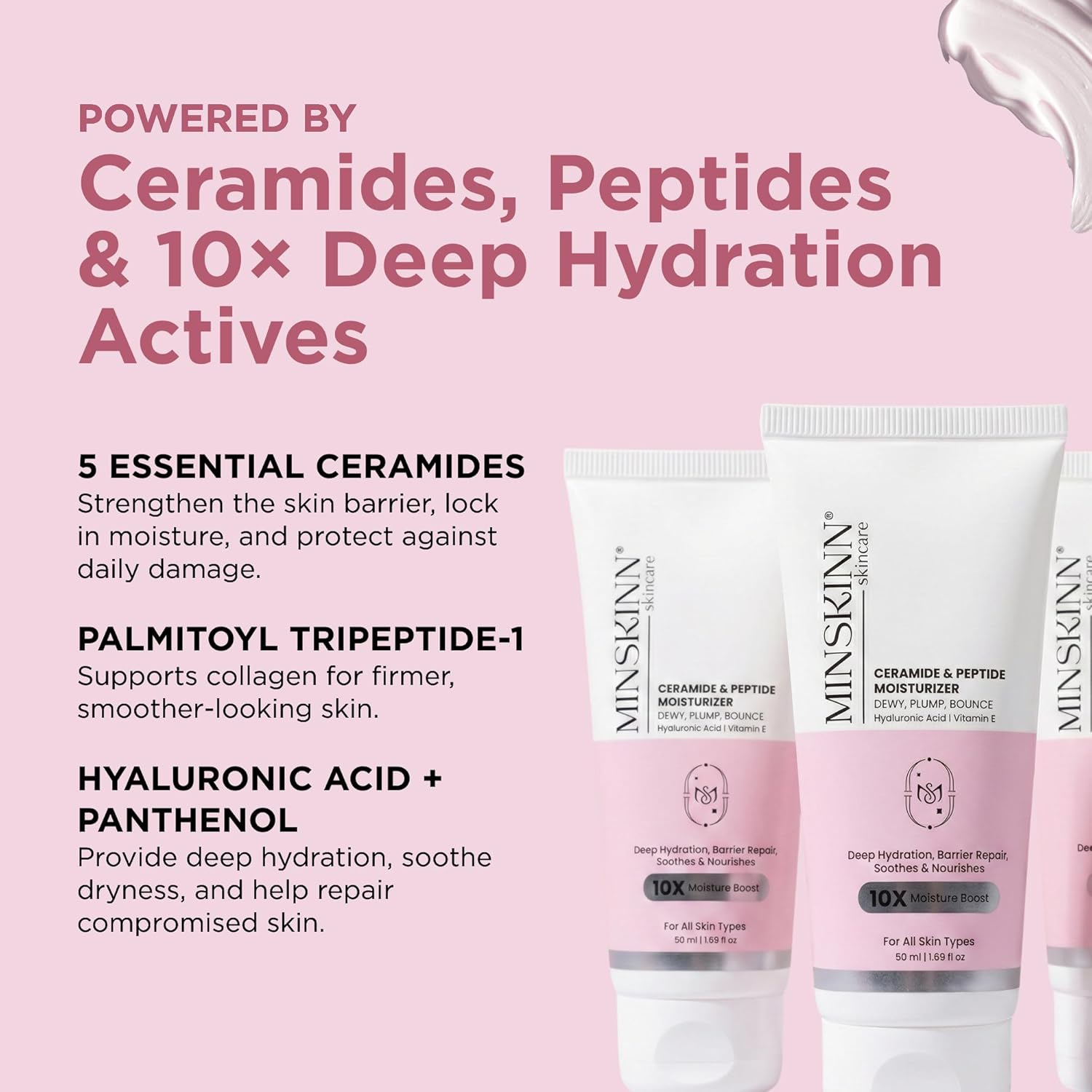 Minskinn Korean Anti-Aging Face Cream 50ml | Ceramide Peptide Moisturizer | Dry & Sensitive Skin | K-Beauty Science Formula with Ceramide & Peptide Complex for Visible Anti-Aging Results