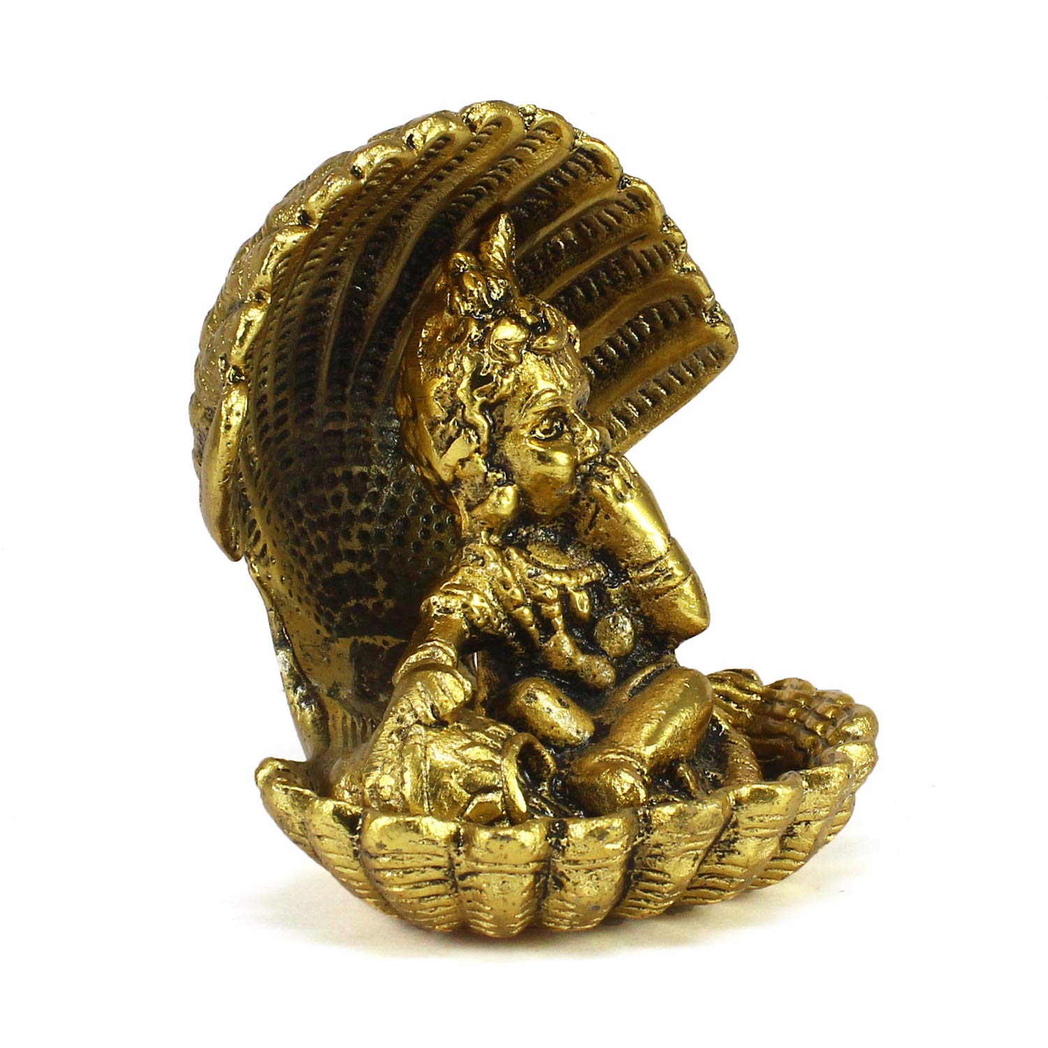 Ecraftindia Golden Bal Gopal Krishna Having Makhan Decorative Showpiece | Golden