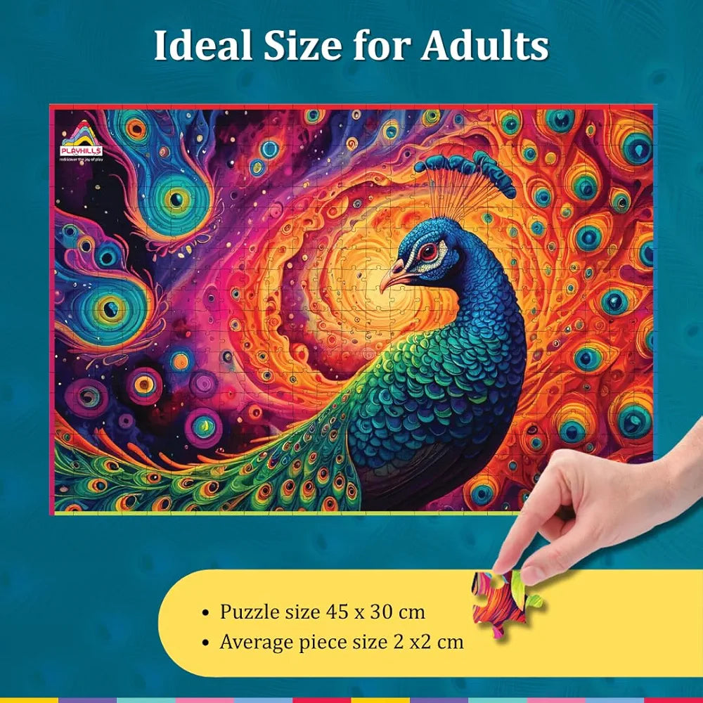 Playhills The Precious Peacock 500 Piece Wooden Jigsaw Puzzle for Teens & Adults Spirit Animal Series