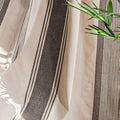 Huesland Cotton Curtains for Door, 7 Feet Long 1 Bohemian Eyelet Curtain | Beige & Grey Stripes