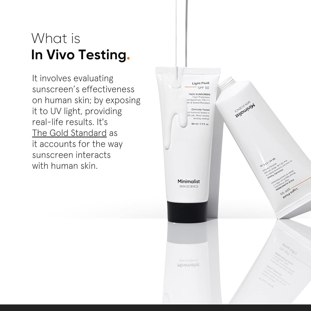 Minimalist Light Fluid Sunscreen SPF 50 for Oily Skin (PA++++) | Clinically Tested in US| No White Cast | Broad Spectrum | Lightweight, Water & Sweat Resistant | For Women & Men | 50ml