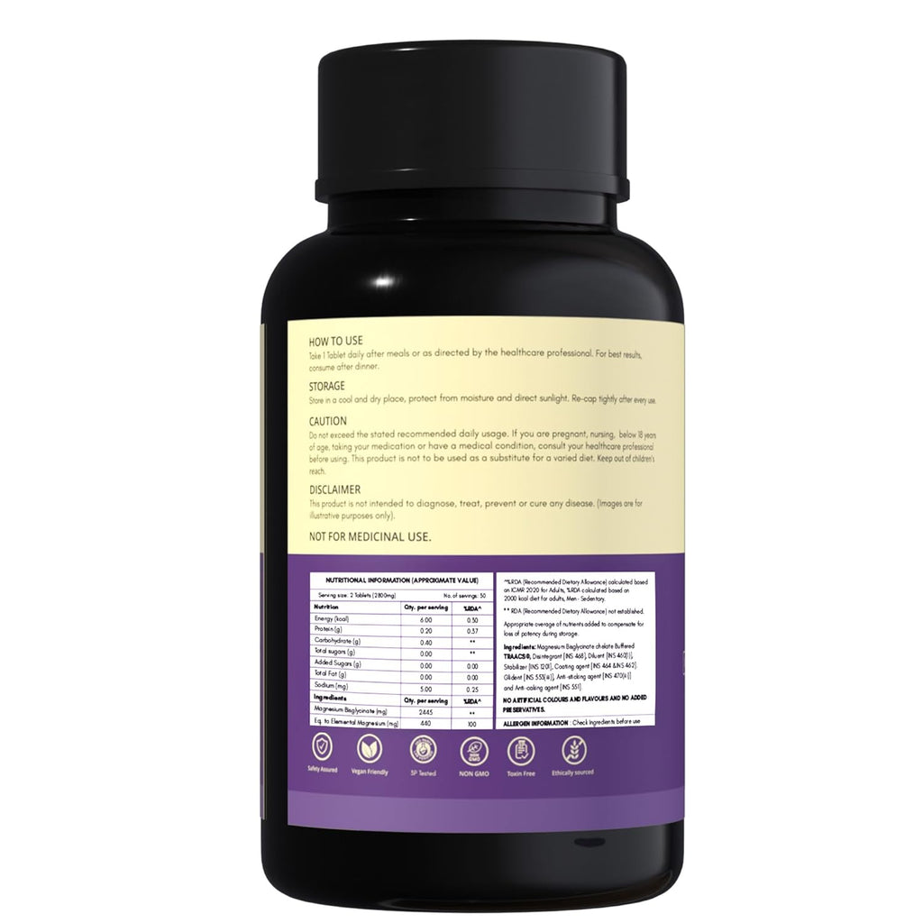 Rasayanam Chelated Magnesium Glycinate (2445 mg) - 60 Tablets | 440 mg Elemental Magnesium | High Absorption Magnesium Supplement | Supports Sleep, Relaxation & Muscle Recovery | Patented TRAACSÂ®