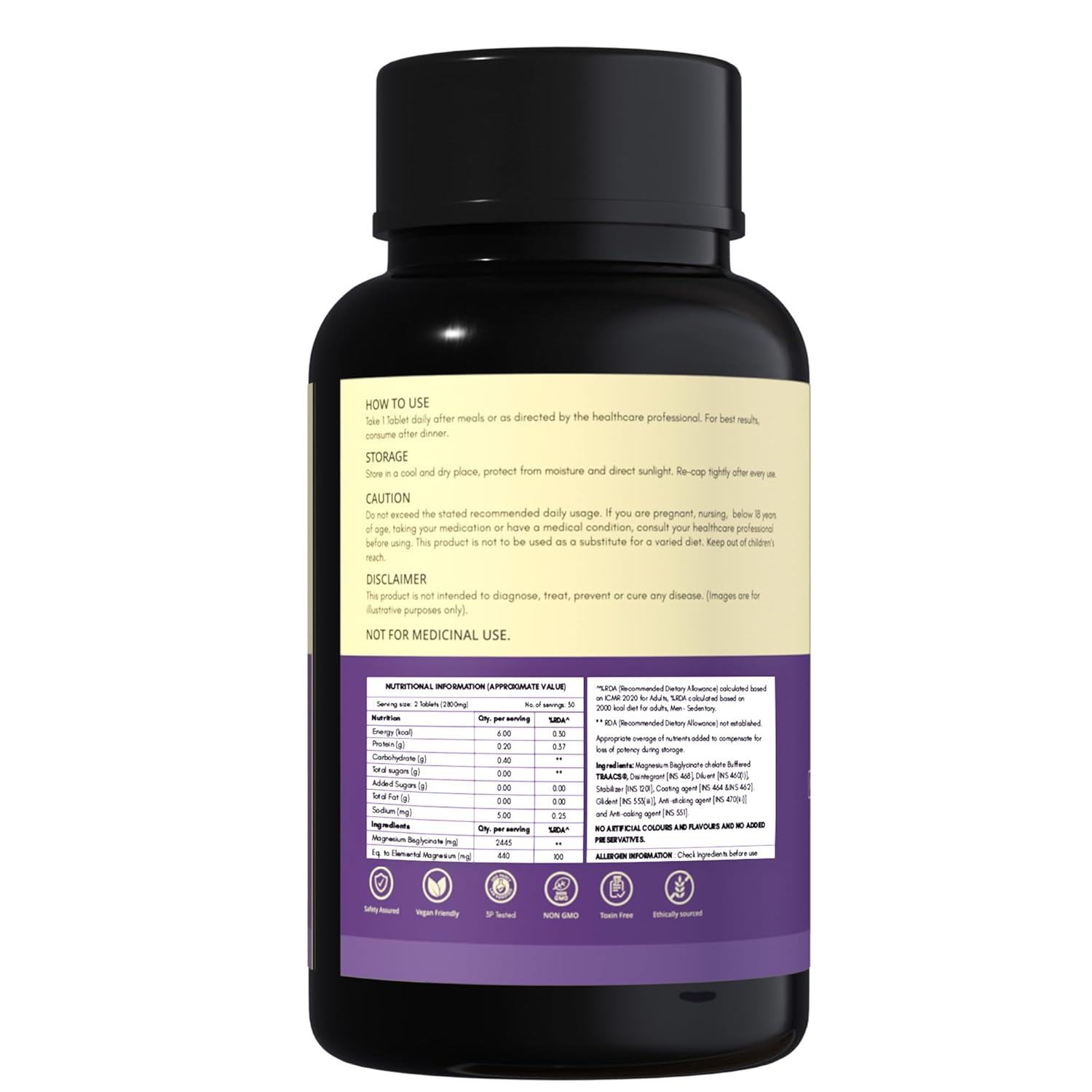 Rasayanam Chelated Magnesium Glycinate (2445 mg) - 60 Tablets | 440 mg Elemental Magnesium | High Absorption Magnesium Supplement | Supports Sleep, Relaxation & Muscle Recovery | Patented TRAACSÂ®