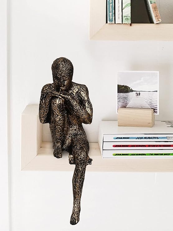 Ecraftindia Man Sitting in Thinking Position Handcrafted Decorative Showpiece | Brown