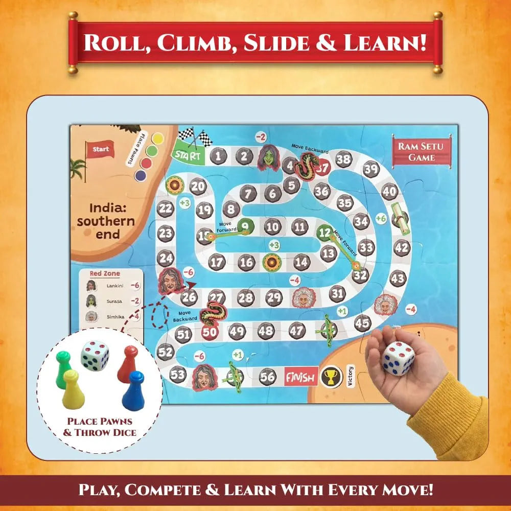 PW Ramayana The Tale of Ram & Sita Kit for Kids, 6-in-1 Fun Activity & Family Board Game, Diwali Kit, Learn 100+ Ramayana Facts with Puzzles Ages 8–14 Years