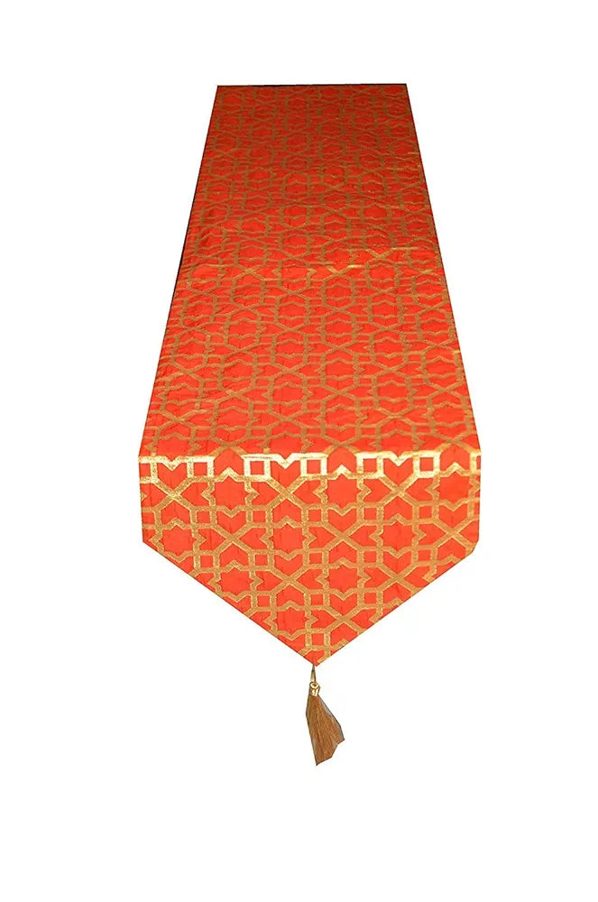 Pink Parrot Durable Dopian Jacquard Table Runner Colour Orange