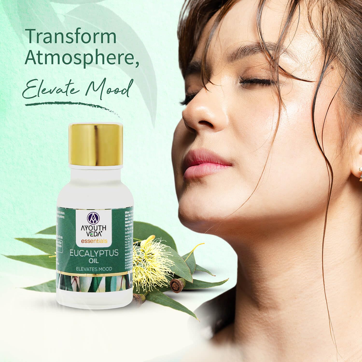 Ayouthveda Eucalyptus (Nilgiri) Essential Oil for Skin & Hair | Aromatherapy Kit for Stress Relief & Relaxation | 100% Pure & Natural Therapeutic Grade |Can Be Used as Air purifier (Pack Of 1; 15ml)