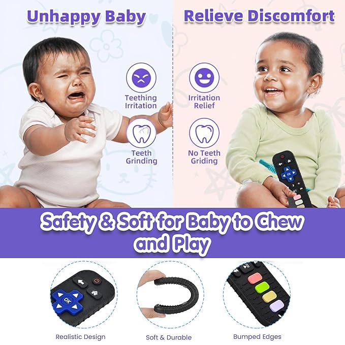 Kidology Silicone Remote Teether for Baby Toy Black Colour