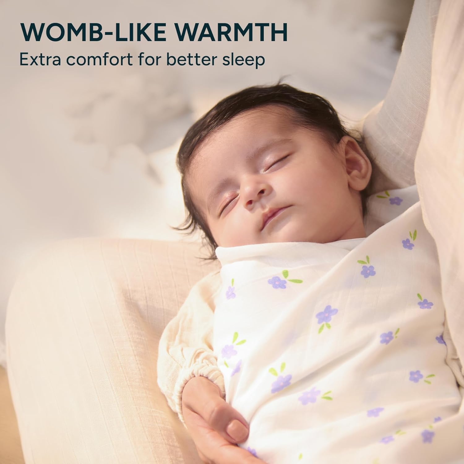 NINTARABABY Extra-Large Swaddle - 100% Organic Premium Muslin Cotton, 47" x 47" (119 cm x 119 cm), Ultra-Soft, Breathable & Lightweight, Multipurpose, Hypoallergenic, Gift for Newborn Girls