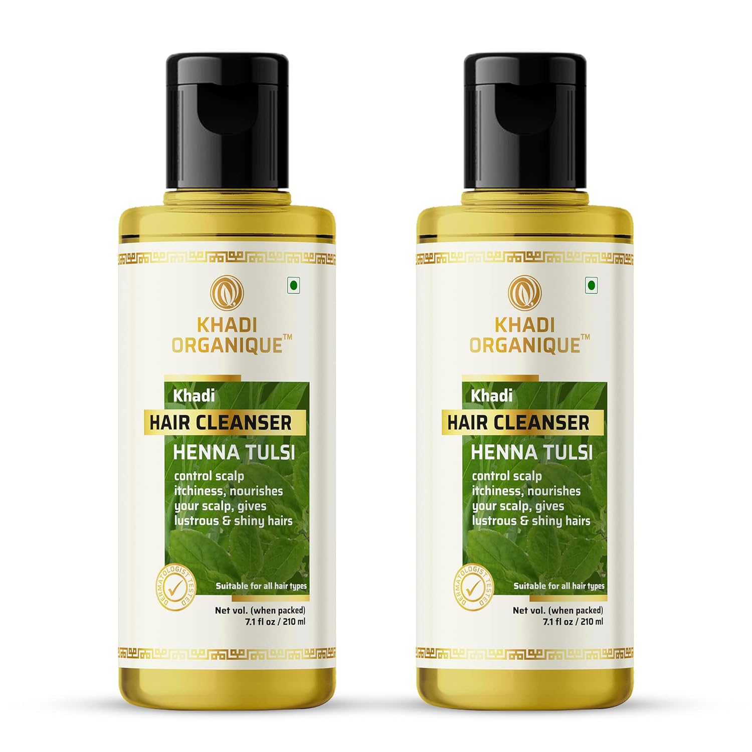 Khadi Organique Henna Tulsi Hair Shampoo/Cleanser - Pack Of 2 (420 ml)