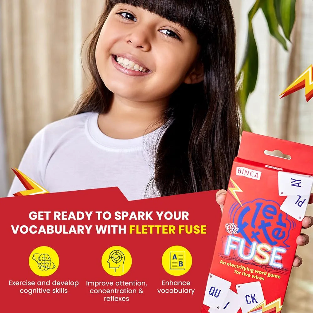 Binca Fletter Fuse Word Game, Fun Word Card Game for All, Family Game for Kids, Test Your Vocabulary, Advanced Version of Fletter, Gifts for Ages 7, 8, 9, & 10 Years