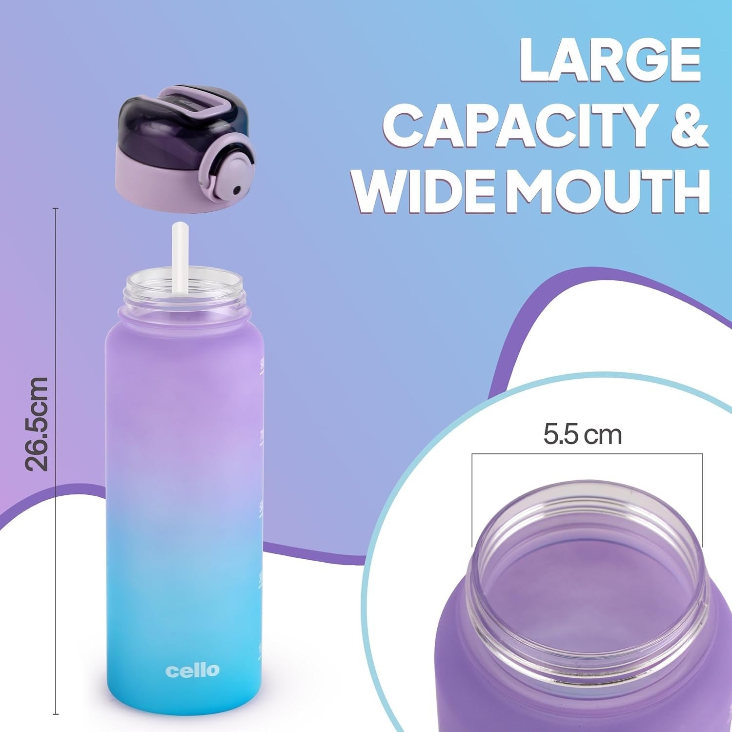 Cello Buzz Large Sipper Water Bottle Leakproof  1160ml