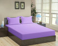 Trance Home Linen 100% Cotton 78x72 inch King Fitted 200TC Satin Stripe Elastic Fitted Bedsheet with 2 Pillow Covers Colour Lilac Purple