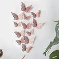 Jaamso Royals Rose 3d Butterefly Butterfly Stickers for Wall Set of 12