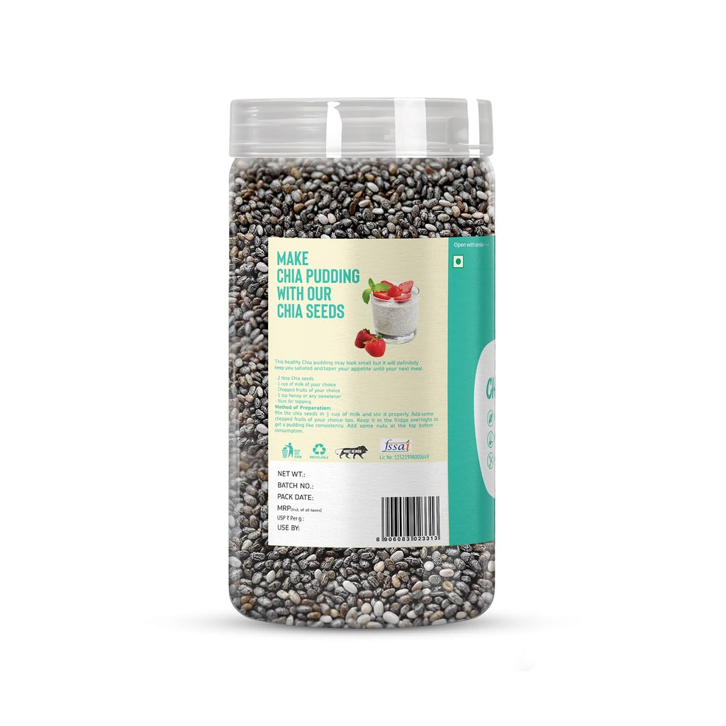 Eat Anytime Chia Seeds | Source of Calcium, Fibre & Protein | High in Omega 3 | Seeds for Weight Management | Premium Raw Chia Seeds - 600 g