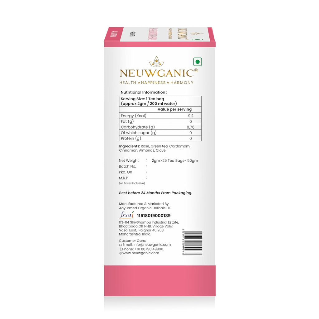 Neuwganic - Kashmiri Kahwa Green Tea Bags - 25 Pyramid Tea Bags