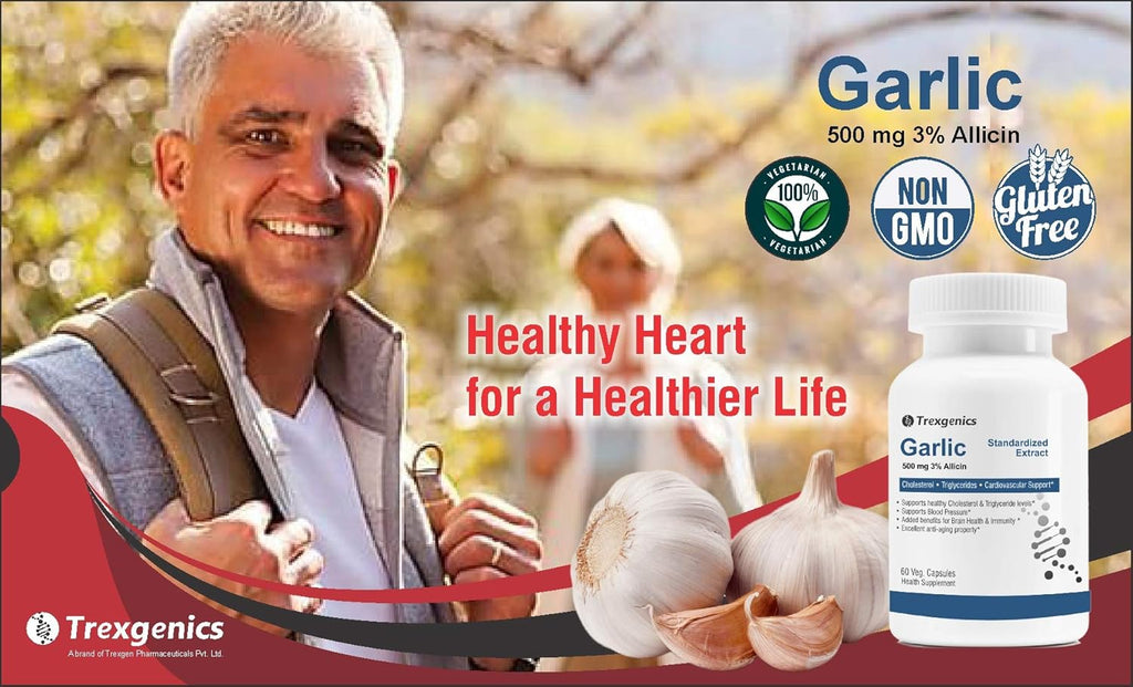 Trexgenics GARLIC (Bioactive 3% Allicin) 500mg Cholesterol, Triglycerides, Cardiovascular, Immunity Support* (60 Vcaps) (1)