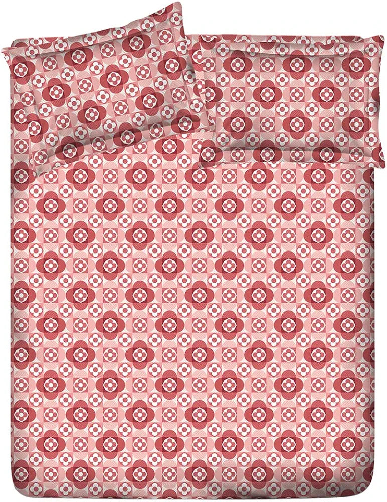 Layers Tivoli Cotton Bedsheet Set for All Seasons Lightweight 104 TC Queen Size Beige/Blue Color