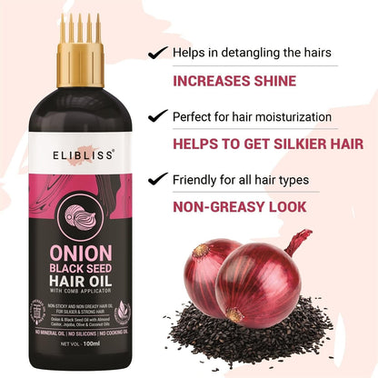 Elibliss Onion Black Seed Hair Oil - 100 ml (Pack of 4)