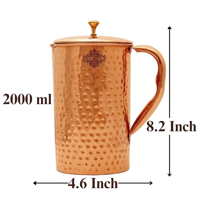 Indian Art Villa Hammered Copper Jug Pitcher