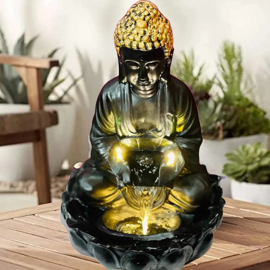 Alila Meditating Buddha Statue Water Fountain for Home Living Room Decor 21inches 53cm
