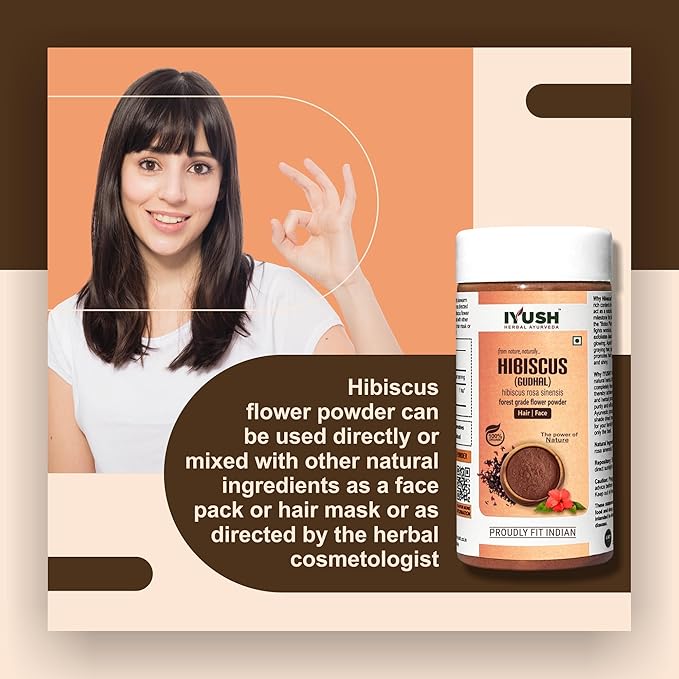 Iyush Herbal Ayurveda Organic Hibiscus Flower Powder For Hair Growth - 100 gms