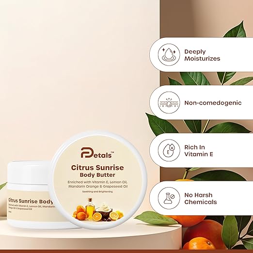 DPetals Citrus Sunrise Body Butter Enriched with Vitamin E - 180 gms