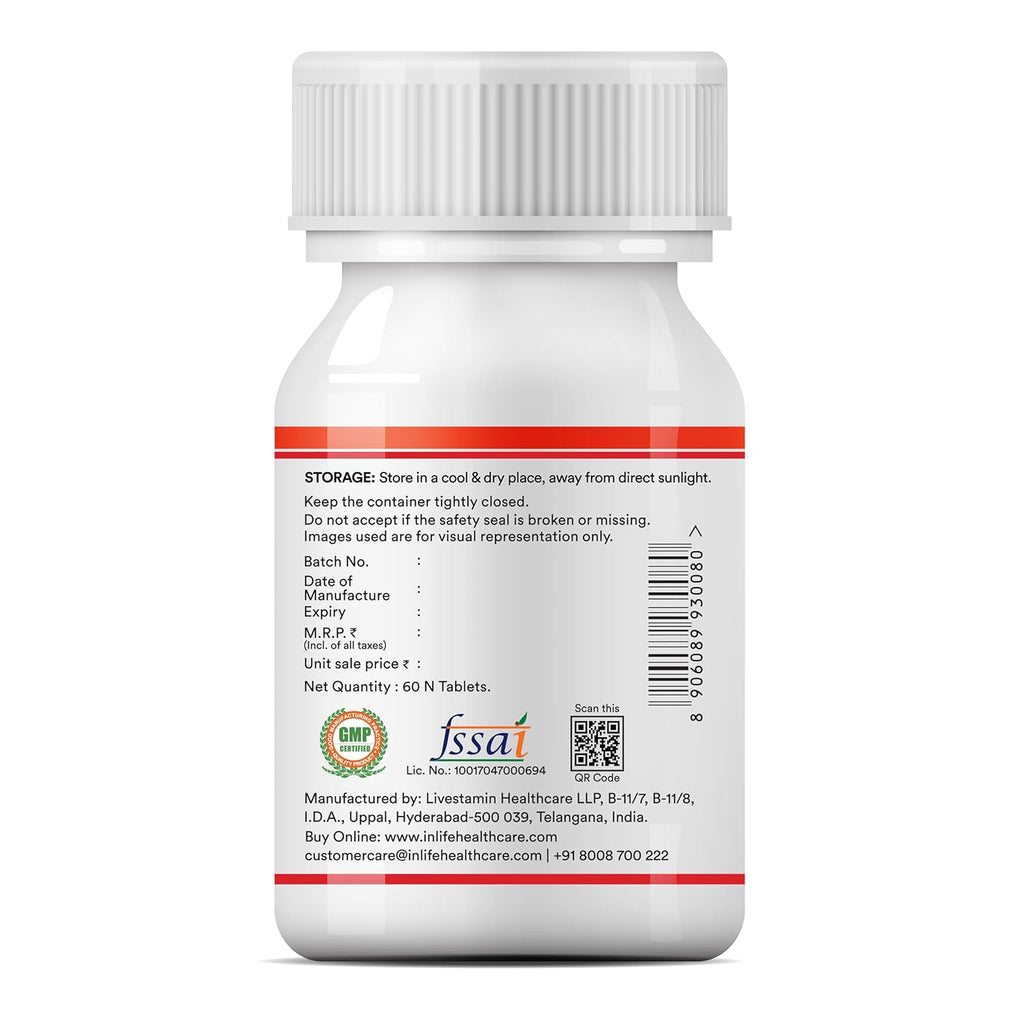 INLIFE Antioxidants Supplements | Lycopene Grape Seed Extract Green Tea Extract | Supports Immune Health - 60 Tablets (Pack of 1, 60)