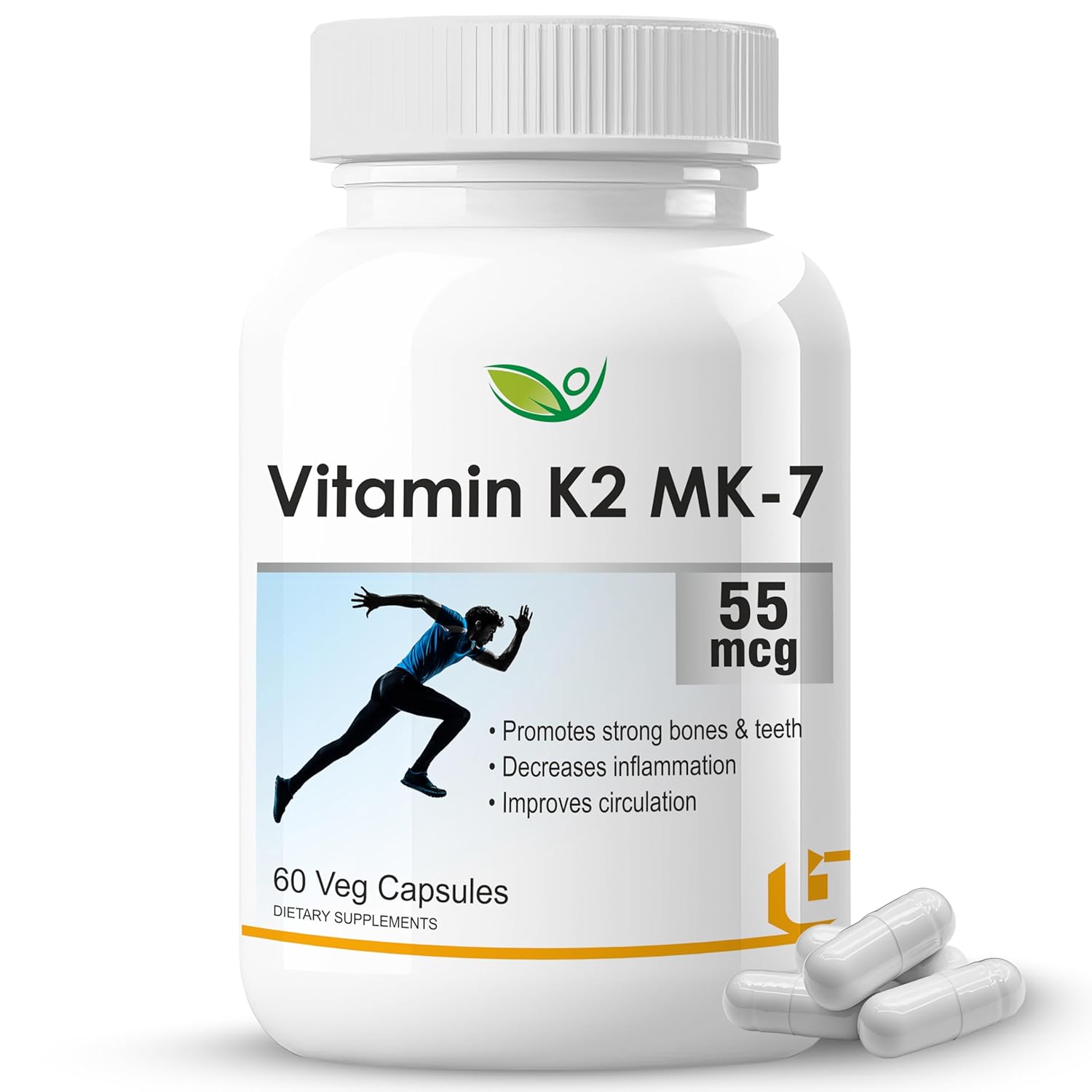 Biotrex Nutraceuticals Vitamin K2 MK-7 (Vegetarian Source) 55mcg | Bioactive Menaquinone-7 | Bone Health & Calcium Metabolism | High Absorption Formula | 60 Veg Capsules