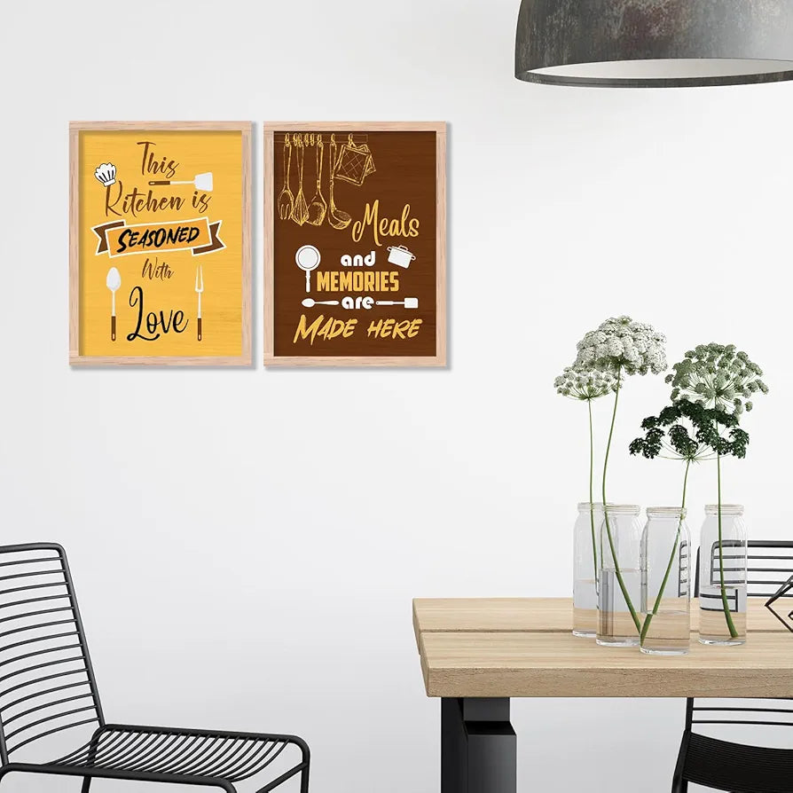 Kotart Kitchen Quotes Painting with Frame for Home Decoration Pack of 2 Design08
