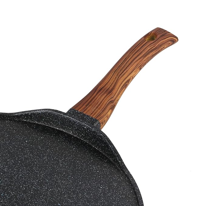 Vinod Zest Plus Die Cast Aluminium Non Stick Tawa - 28 cm | Roti / Paratha / Dosa Tawa with Wooden Handle | 5mm Thick