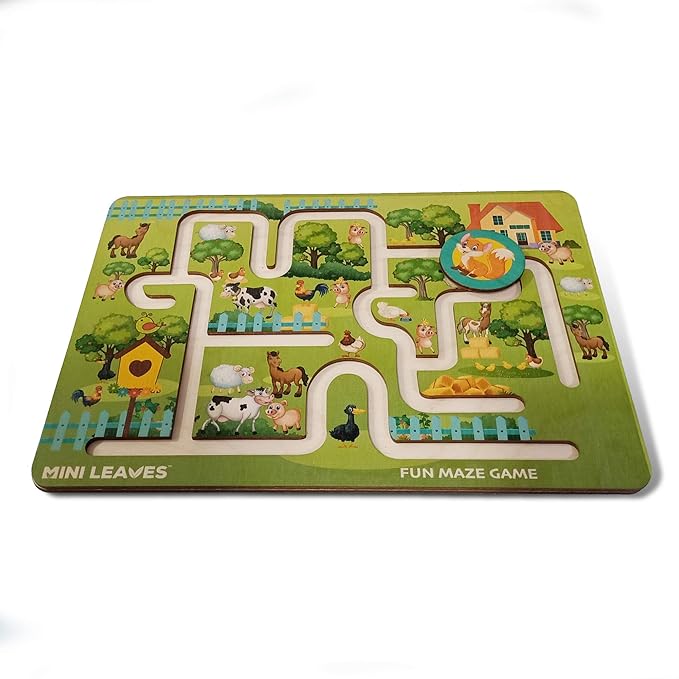 Minileaves Farm Wooden Maze Game for Kids 2+ Year | Educational Activity Game | Finding the Path Game