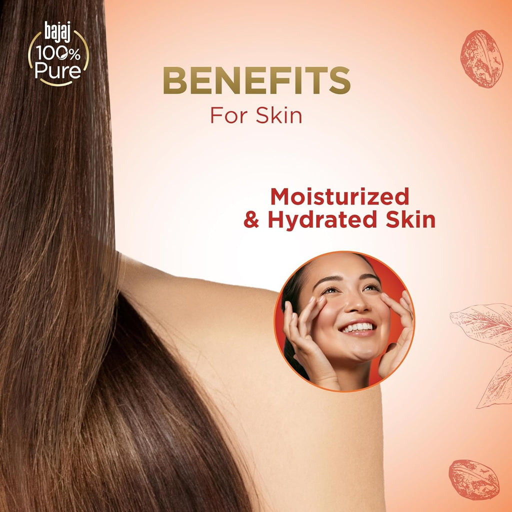 Bajaj 100% Pure Castor Oil 200ml, Pure Hair Oil, Natural Cold-Pressed Castor Oil, No Silicones, Paraben Free, Lead Free