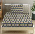 Trance Home Linen 200TC 100% Cotton 78"x36" Single Size Elastic Fitted Bedsheet Printed with 1 Pillow Cover Colour Damask Warm Grey Mustard