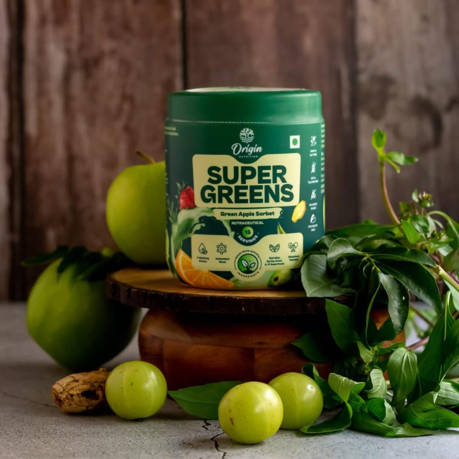 Origin Nutrition Super Greens Powder Apple Flavour - 120 gms