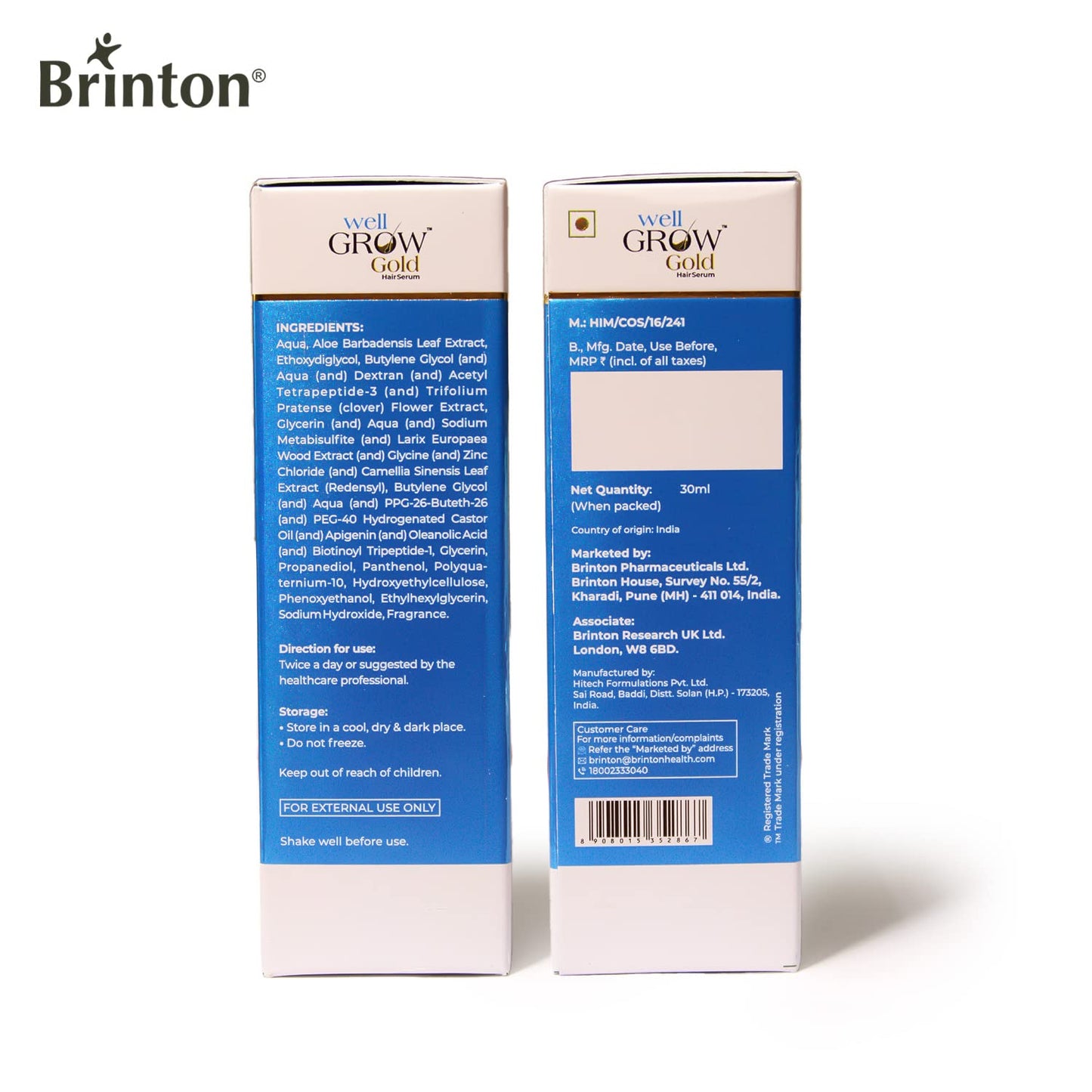 Brinton WellGrow Gold Hair Growth Serum - 30 ml