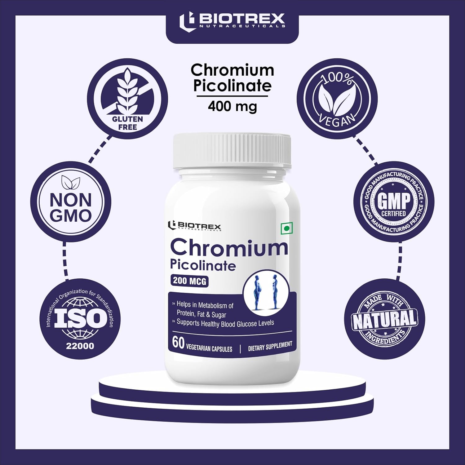 Biotrex Nutraceuticals Chromium Picolinate 200 mcg - 60 Capsules