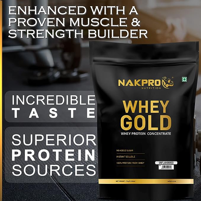 Nakpro Gold Whey Protein Concentrate Unflavoured - 1000 gms