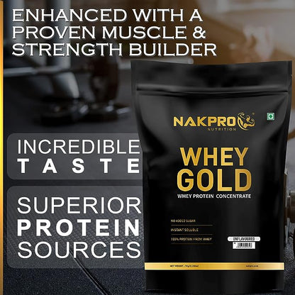 Nakpro Gold Whey Protein Concentrate Unflavoured - 1000 gms