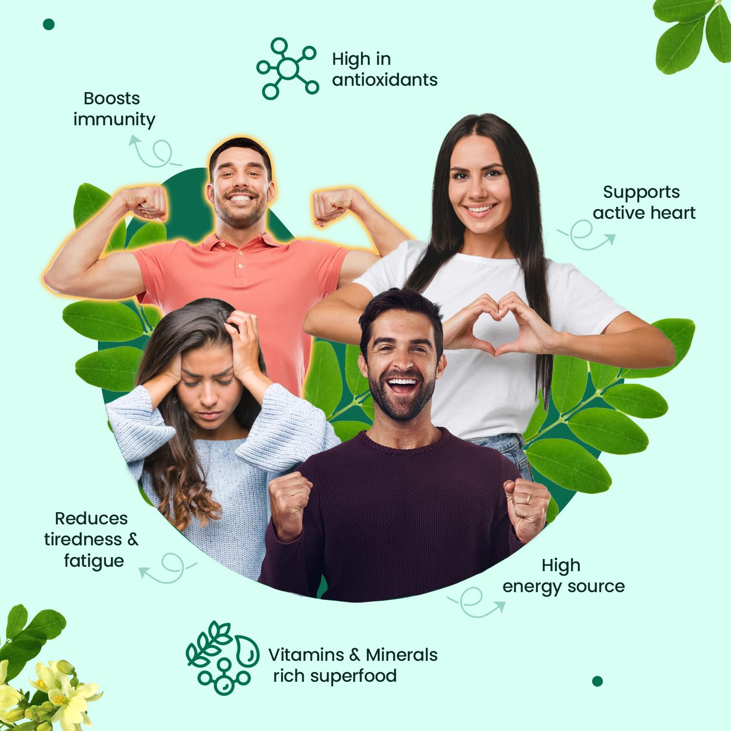 Neuherbs Moringa Tablets 1000mg | Drumstick Leaves Powder Tablets For Energy, Immunity, Digestion & Heart Health With No Artificial Preservatives | 120 Tablets