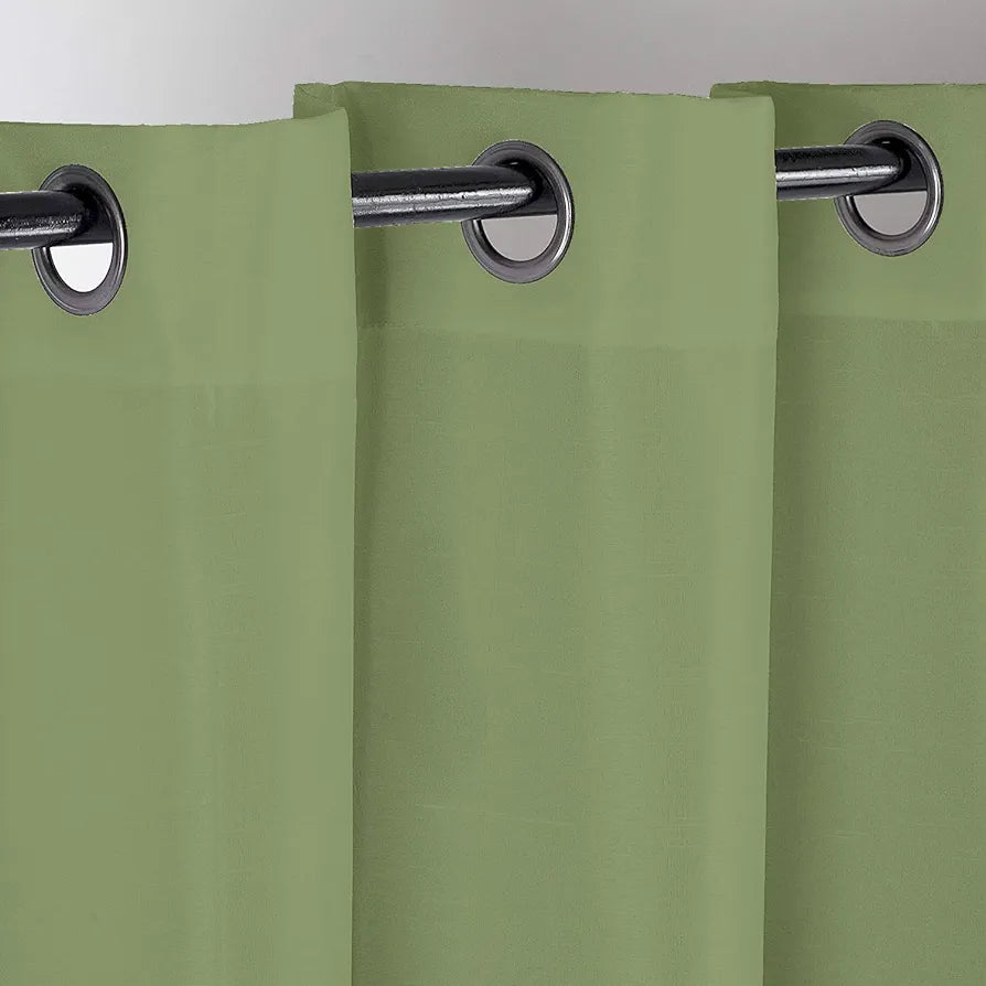 Divine Casa Super Satin Blackout Door Curtains Solid Panels for Complete Light Block Size 7 Feet Silky Touch & Thermal Insulation Colour Pastel Green (Pack of 2)