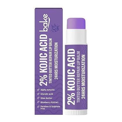 Bake 2% Kojic Acid Tinted Butter Brightening Lip Balm with 1% Alpha Arbutin & Glycolic Acid - 5 gms