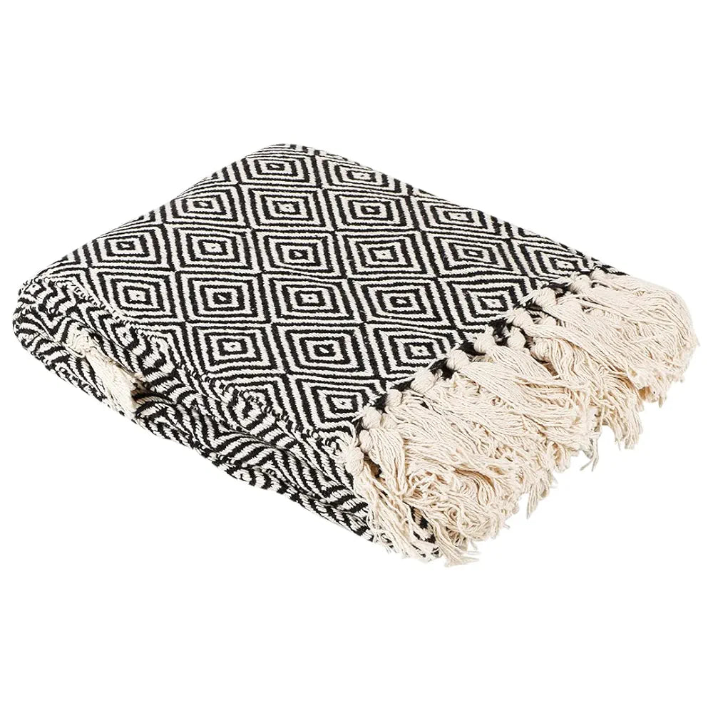 Sashaa World Cotton Throw Blanket Colour Black