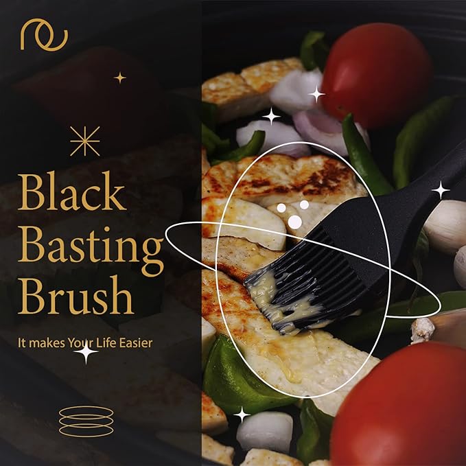 Frenchware Set of 5 Spatulas, Black | Non-stick Premium Silicone Spatula for Cooking, Baking & Mixing, Seamless Design