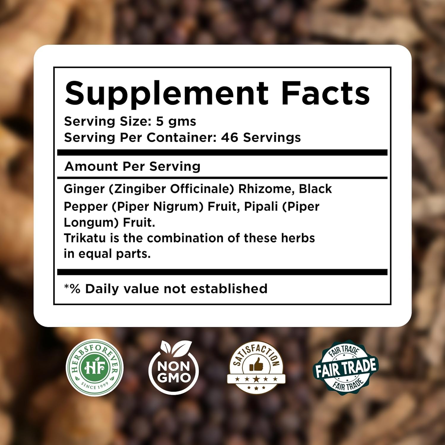 Namo Organic Trikatu Churna Powder - 100g - Dr Recommended Magical Blend of pipali, Black pepper, Sonth For Digetion | Respiratory Health | Stong Immunity