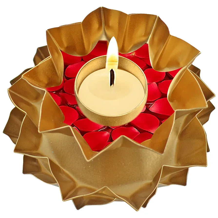 CraftVatika Urli Bowl with Tealight Candle Holder Handcrafted Bowl for Floating Flowers Tea Light Candles Type 7