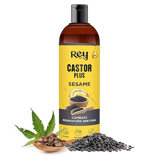 Rey Naturals Premixed Castor Oil Plus Sesame Oil Cold Pressed - 200 ml