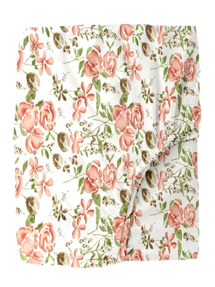 Trance Home Linen 180Tc 100% Cotton 78"X72" Standard King Size Elastic Fitted Bedsheet Printed King Bed Size With 2 Pillow Covers 180 TC Colour Huvu Red