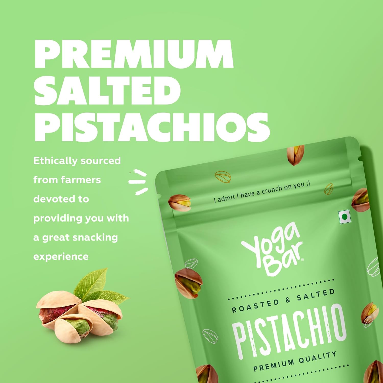 Yogabar Premium Pista 200g|Roasted Salted Pista|Crunchy Pistachios|Tasty & Healthy Nuts Dry Fruits|Rich in Protein, Fibre, Gluten Free & Low Calories|Healthy Snacks|Dry Fruit Gift Pack
