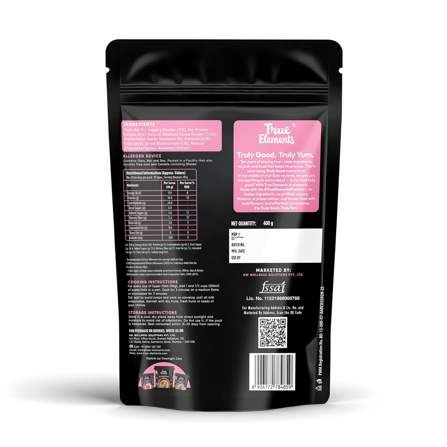 True Elements High Protein Muesli 400g | 26g Protein | Fruit,Nuts & Seeds | Healthy Breakfast Cereal | Rich in Nuts, Seeds & Wholegrains | No Added Preservatives